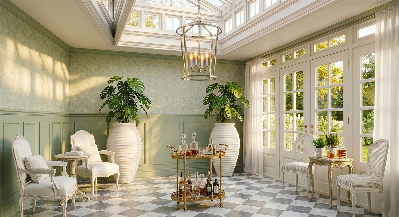 Modern Farmhouse with cage chandelier Modern Farmhouse with cage chandelier