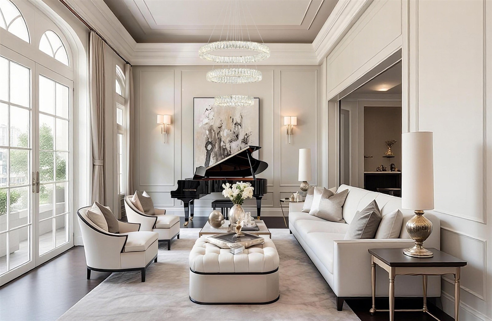 Crystal chandelier in livingroom Crystal chandelier in livingroom