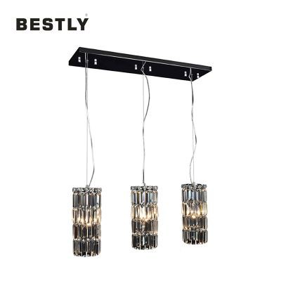 Σύγχρονα κρεμαστά φωτιστικά 3 φώτων, στρογγυλά κρυστάλλινα σε μακρύ σχήμα